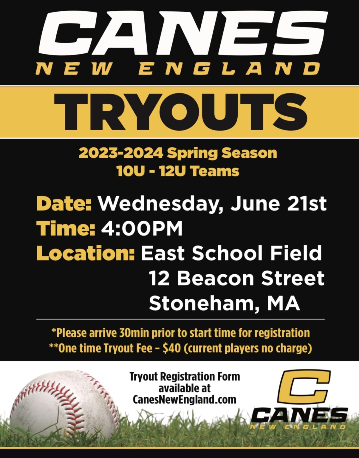 Tryouts — Canes Baseball New England